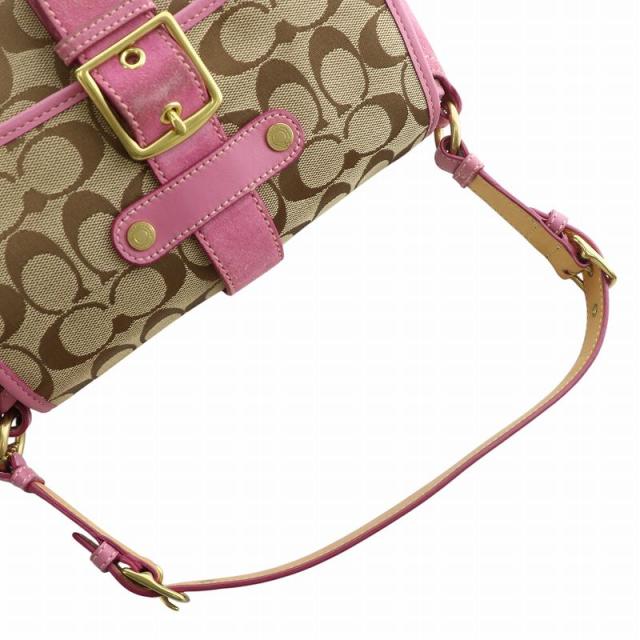 [美品] COACH ワンショルダー シグネチャー キャンバス スエード ピンク 中古】コーチ COACH ハンドバッグ ワンショルダー キャンバス スエード