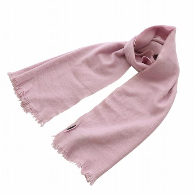 【中古】グッチ GUCCI 133483 マフラー ストール ウール GG柄 ロゴ 総柄 フリンジ 48×180cm ピンク /XZ レディース