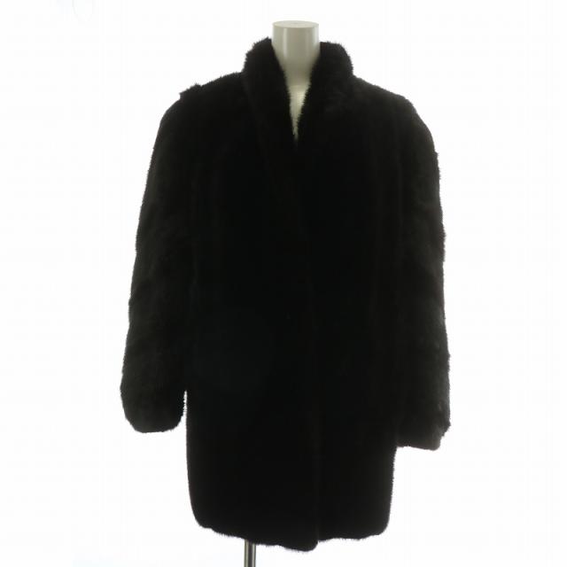 【中古】サガミンク SAGA MINK 銀サガ Elegance L fur ファーコート アウター 毛皮 ミンク ミドル 肩パッド F 茶色