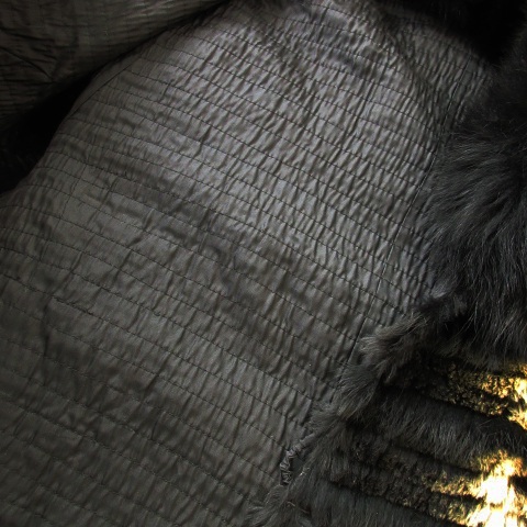 中古】Fshuying ファーコート ロング レッキス ラビット 襟ブルー