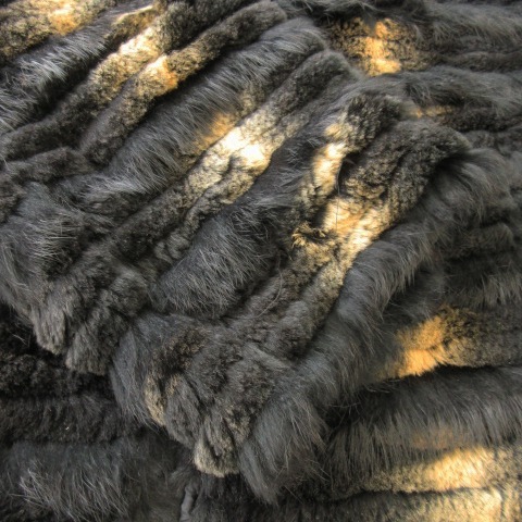 中古】Fshuying ファーコート ロング レッキス ラビット 襟ブルー