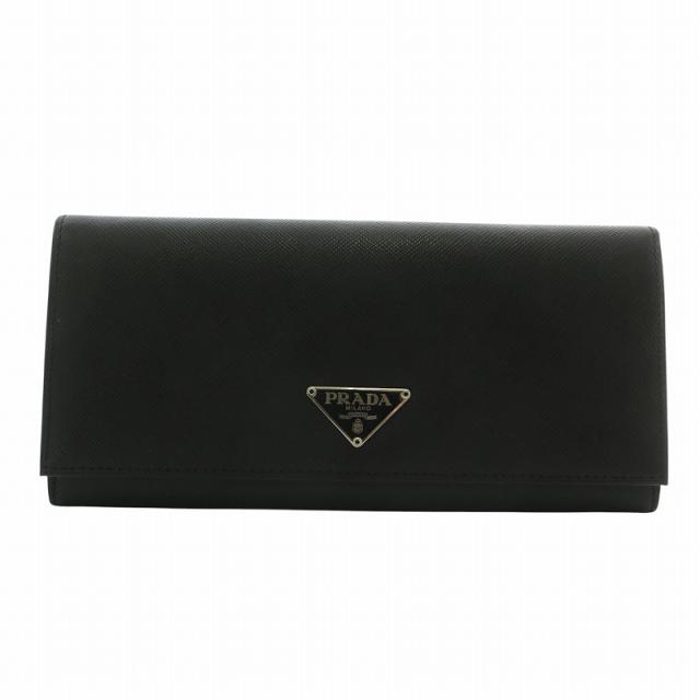 【良品】PRADA プラダ 三つ折り財布 三角ロゴ レザー ブラック 黒 プラダ PRADA 財布 三つ折り ナイロン レザー 三角ロゴプレート 黒