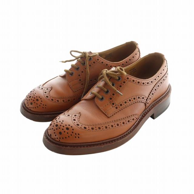 【中古】トリッカーズ TRICKER'S BOURTON 5633 バートン レザーシューズ ウィングチップ メダリオン 外羽根 6 24.5 茶