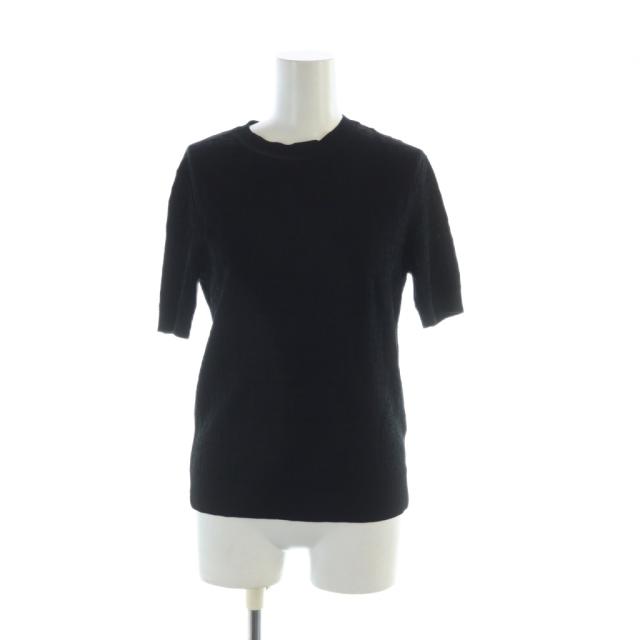 【中古】フェンディ FENDI ニット カットソー 半袖 ズッカ柄 総柄 ロゴ 36 XS 黒 ブラック FZY934 ABWQ ■GY17