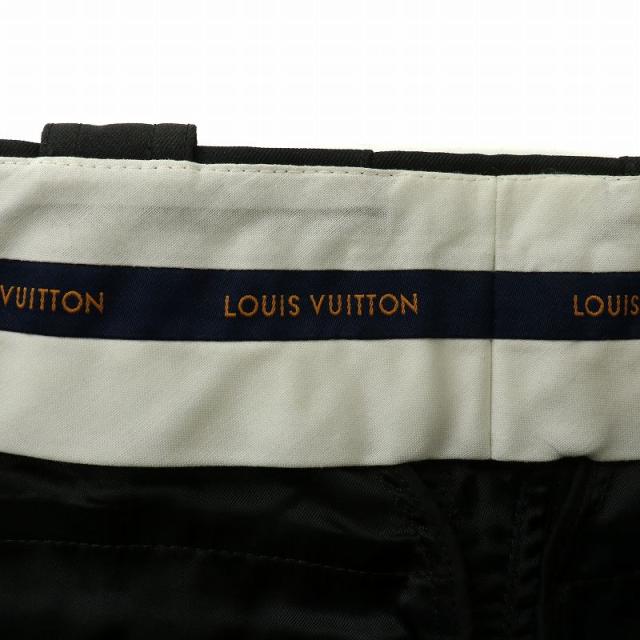 【中古】ルイヴィトン LOUIS VUITTON 25SS パンツ スラックス ストレート モノグラム パッチ ジップフライ 34 S 黒 中古】ルイヴィトン LOUIS VUITTON 25SS パンツ スラックス ストレート