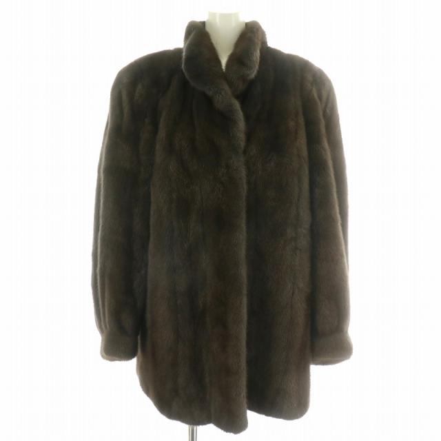 ミンクコート 茶系 13号 MINK ミンク コート ミドル丈 ブラウン系 毛皮