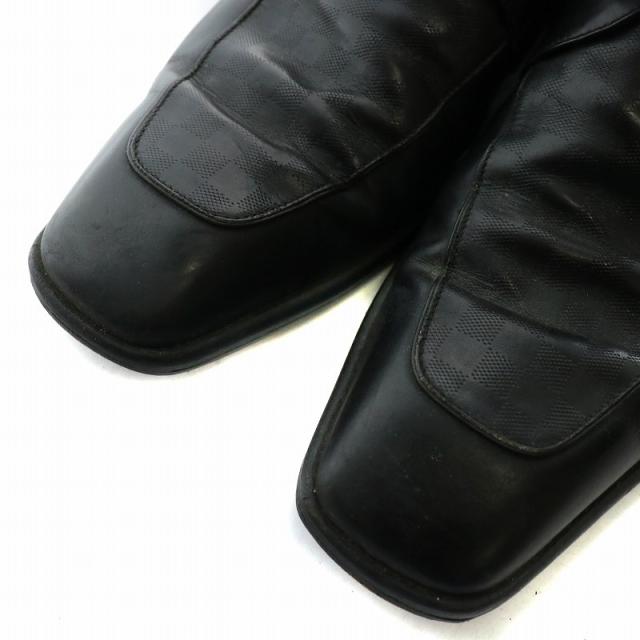 【中古】ルイヴィトン LOUIS VUITTON チャッカブーツ レザー スクエアトゥ ダミエ Uチップ ロゴプレート 7.5 26cm 黒 中古】ルイヴィトン LOUIS VUITTON チャッカブーツ レザー スクエア