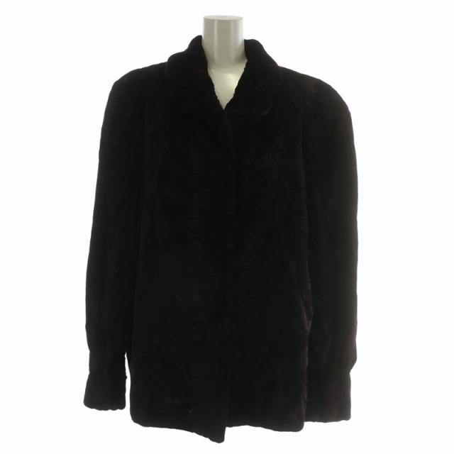 【中古】アルティマ Altima ファーコート アウター 毛皮 シェアードミンク ミドル 肩パッド F 紫 パープル