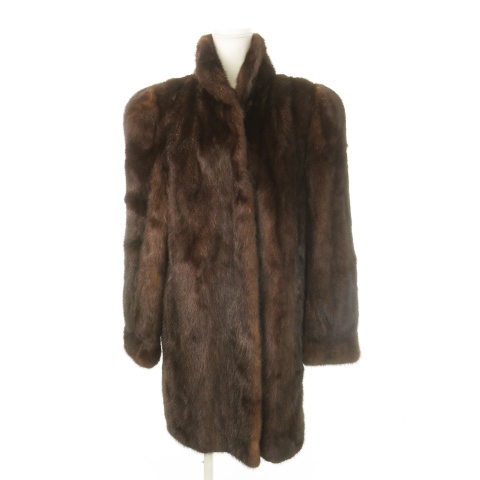 【中古】カナディア CANADIA ファーコート ミンクファー 毛皮 スタンドカラー 11 茶 ブラウン ■GY18 レディース