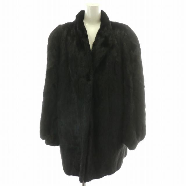 ファーコート ミドル ハーフ シェアードミンクファー 毛皮 F 茶 赤