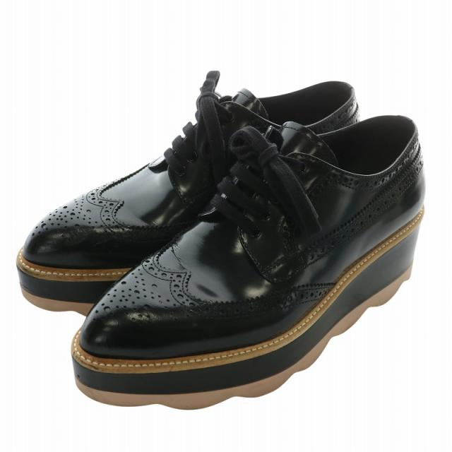 中古】プラダ PRADA 厚底 ローファー ドレスシューズ レザー 中古】プラダ PRADA 厚底 ローファー ドレスシューズ レザー