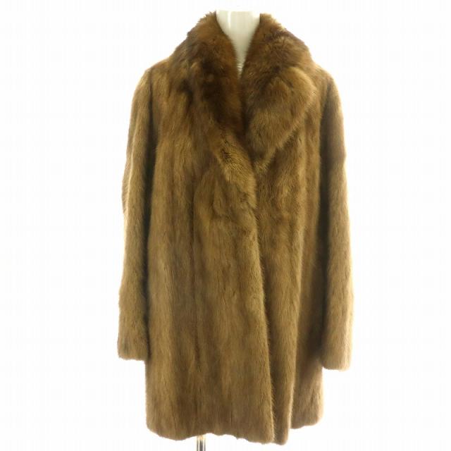 【中古】ファーコート ミドル ハーフ ミンクファー 毛皮 総裏地 茶 ブラウン ベージュ /MP ■GY18 レディース