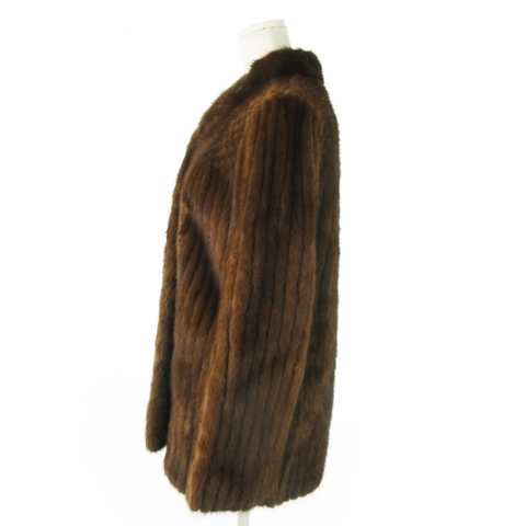 デミバフミンク ファーコート 毛皮コート ショート丈 ブラウン系 サイズ11 デミバフミンク ファーコート 毛皮コート ショート丈 ブラウン系