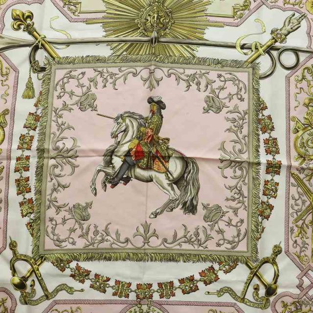 中古】エルメス HERMES カレ 90 LVDOVICVS MAGNVS 白い馬に跨ったルイ