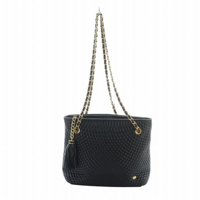 【中古】バリー BALLY ショルダーバッグ トートバッグ キルティング レザー ロゴ タッセル ゴールド金具 黒