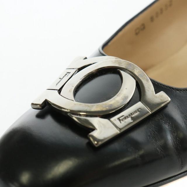 中古】Salvatore Ferragamo パンプス レザー ラウンドトゥ チャンキー  