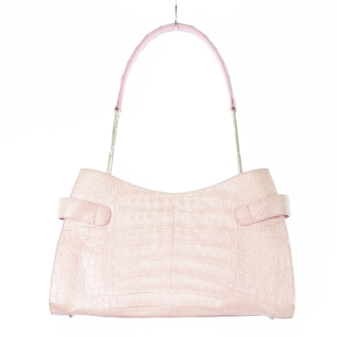 【中古】ANK'nk JRA クロコダイル ワンショルダー ハンド バッグ レザー 革 クロコ パールピンク ■GY18 レディース 中古】ANK'nk JRA クロコダイル ワンショルダー ハンド バッグ レザー