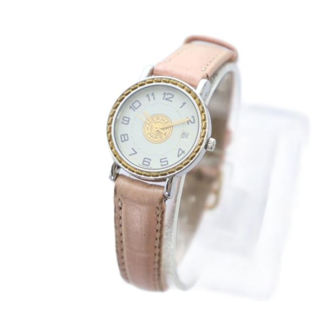 中古】エルメス セリエ 腕時計 ウォッチ クォーツ デイト 白文字盤