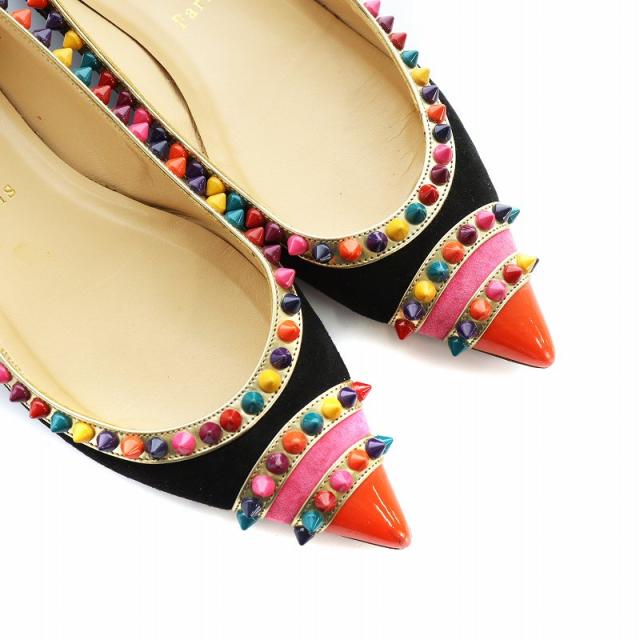 Christian Louboutinスタッズ付きポインテッドトゥパンプス 38 中古】クリスチャンルブタン Christian louboutin パンプス スエード