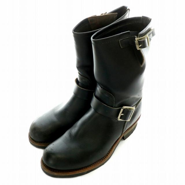 【中古】レッドウィング REDWING ヴィンテージ PT83プリントタグ エンジニアブーツ レザー 黒 ブラック 8E 26.0 26.5