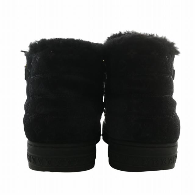 【中古】ルイヴィトン LOUIS VUITTON スニーカー スエード ムートン ボア ハイカット モノグラム 36.5 23.5cm 黒