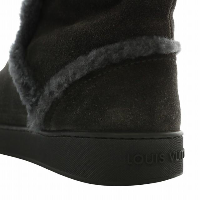 【中古】LOUIS VUITTON エンジニアブーツ ムートンブーツ スエード ボア ショート ラウンドトゥ 36.5 23.5cm グレー