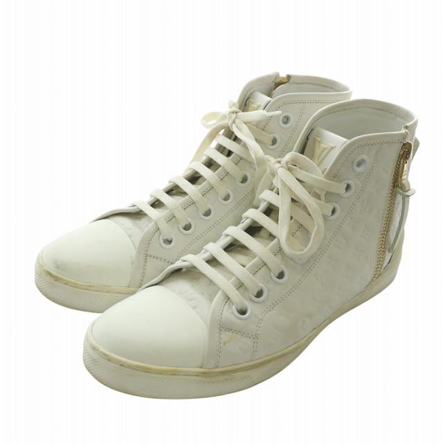 【極美品】ルイヴィトン ハイカットスニーカー パンチーライン レザー 白 36 LOUIS VUITTON ルイヴィトン パンチーライン スニーカー レザー