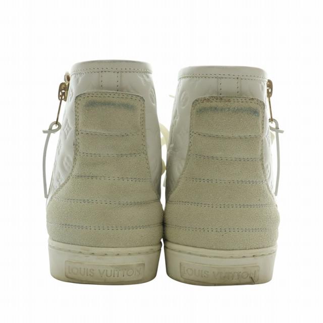 【極美品】ルイヴィトン ハイカットスニーカー パンチーライン レザー 白 36 ルイヴィトン LOUIS VUITTON ハイカットスニーカー 白 9.5