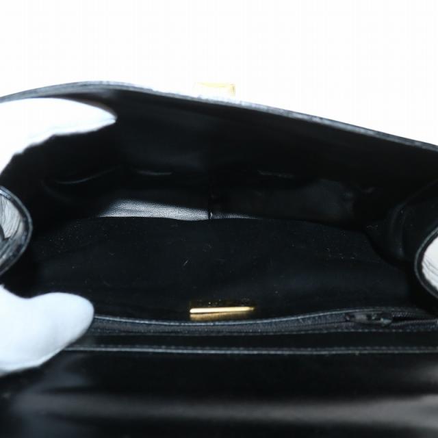 中古】F.B.M ハンドバッグ クロコダイル ワニ革 レザー ロゴ ゴールド