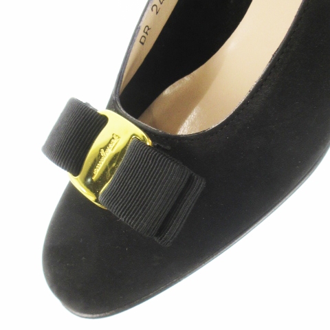 フェラガモ スエードパンプス 黒 24 中古】サルヴァトーレフェラガモ