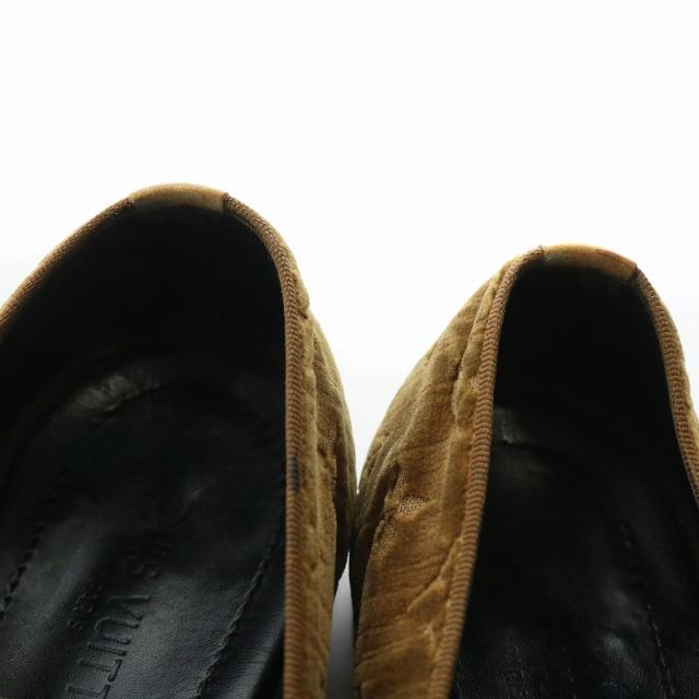 【中古】ルイヴィトン LOUIS VUITTON モノグラム ベロア スリッポン ローファー ベルベット 6.5 25.5cm 茶 ブラウン