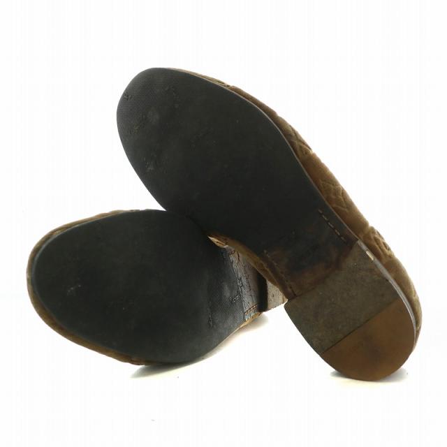 【中古】ルイヴィトン LOUIS VUITTON モノグラム ベロア スリッポン ローファー ベルベット 6.5 25.5cm 茶 ブラウン