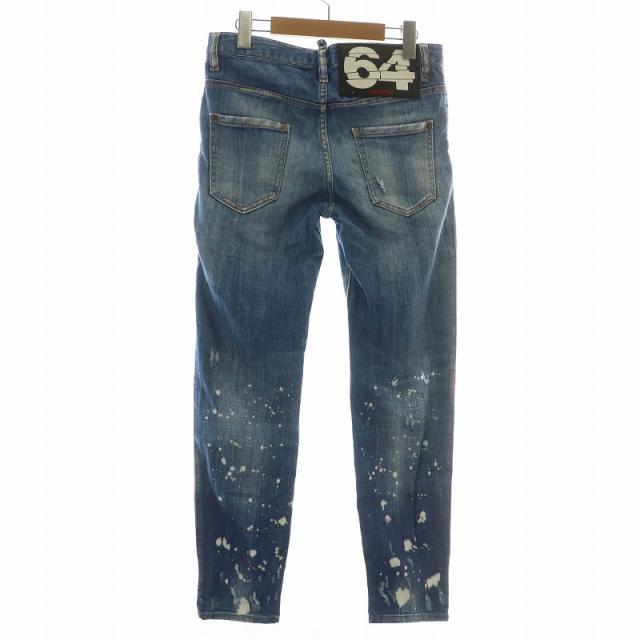 【中古】DSQUARED2 COOL GIRL CROPPED JEAN デニムパンツ スキニー ダメージ加工 ペイント加工 ロゴ 34 XS 青 中古】DSQUARED2 COOL GIRL CROPPED JEAN デニムパンツ スキニー