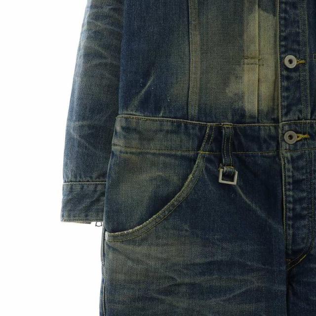 【中古】ISAMU KATAYAMA BACKLASH オールインワン つなぎ デニム 長袖 USE加工 ロゴパッチ S インディゴ 青 1105-03B 中古】ISAMU KATAYAMA BACKLASH オールインワン つなぎ デニム 長袖