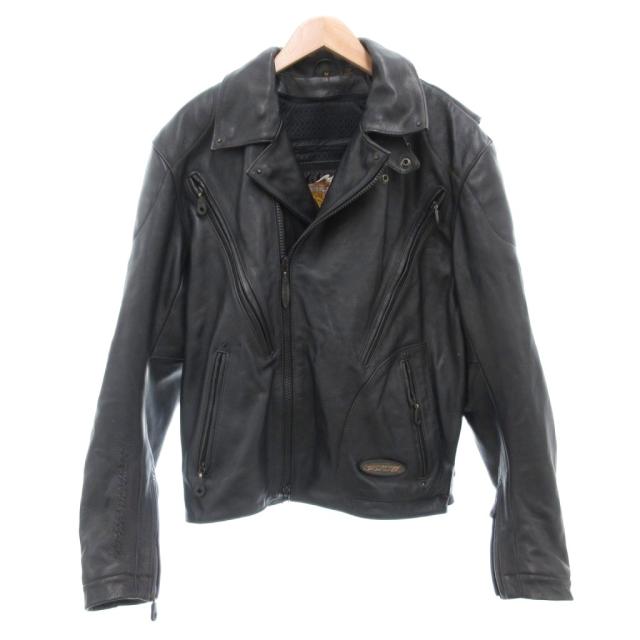 【中古】HARLEY DAVIDSON MENS FXRG LEATHER JACKET レザージャケット 革ジャン ライダース ダブル ライナー付き M