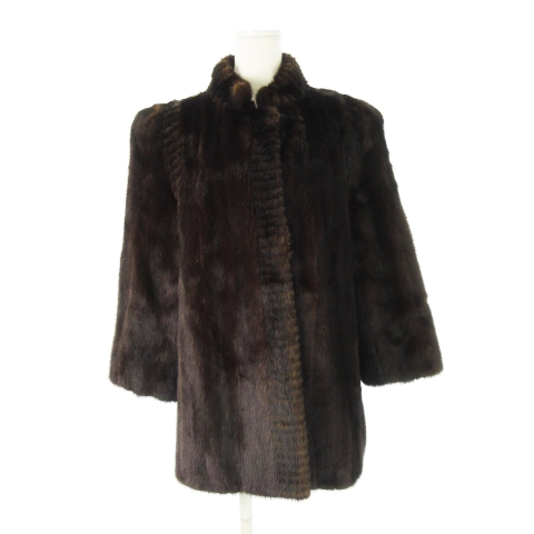 【中古】メゾンドヴィレッジ Maison de Village by Silver Blu ファーコート スタンドカラー ミンクファー 9 茶