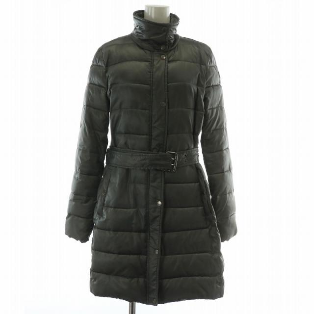 【中古】A/X ARMANI EXCHANGE 中綿コート アウター ミドル ハイネック ジップアップ ベルト付き ロゴ S グレー