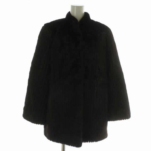 【中古】FASHIONED BY GIFU MOUHI ファーコート アウター 毛皮 ミンク ミドル 肩パッド 11 L 茶色 ブラウン
