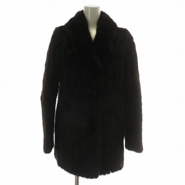 【中古】エンバ EMBA ファーコート アウター 毛皮 ミンク ミドル 肩パッド 茶色 ブラウン /XZ  ■GY18 レディース