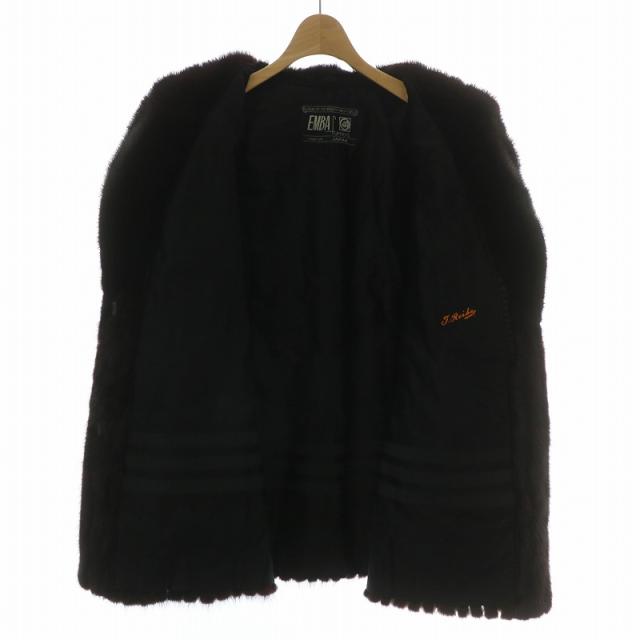 ■エンバ/EMBA フォックスファーコート/ジャケット■茶LADIESミンク/102 エンバ EMBA 毛皮コート ミドル シェアードミンクファー ストライプ 総