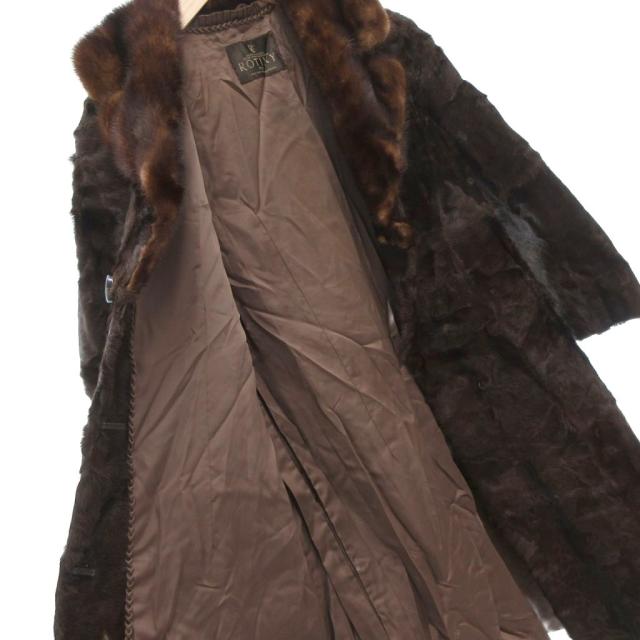 ROTINY ミンクコート ファーコート 毛皮 柔らか ブラウン M ミンク