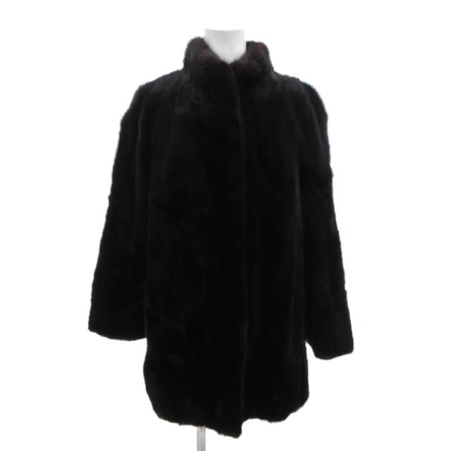 【中古】ノーブランド ミンクファーコート ジャケット ハーフ丈 ハイネック 9 M 茶 ブラウン /FT ■GY18 レディース
