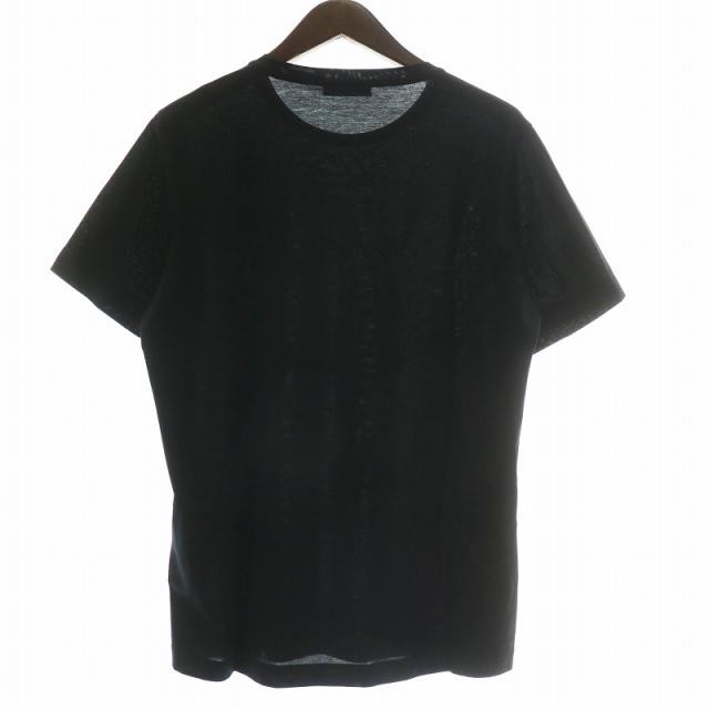 【中古】プラダ PRADA 2025年製 Tシャツ カットソー 半袖 クルーネック ロゴ 刺繍 M 黒 ブラック UJN884 R232 13MP_1