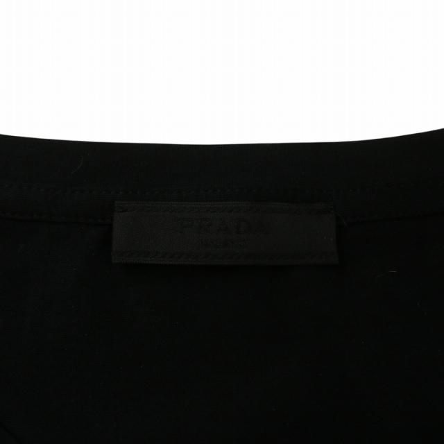 【中古】プラダ PRADA 2025年製 Tシャツ カットソー 半袖 クルーネック ロゴ 刺繍 M 黒 ブラック UJN884 R232 13MP_2
