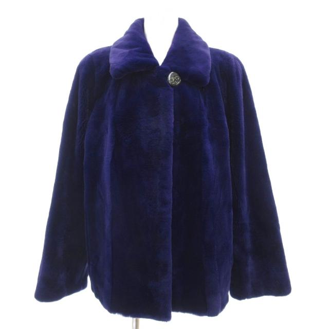 【中古】サガミンク SAGA MINK 銀サガ シェアードミンク ファー コート 毛皮 染色 染めミンク ショート丈 パープル