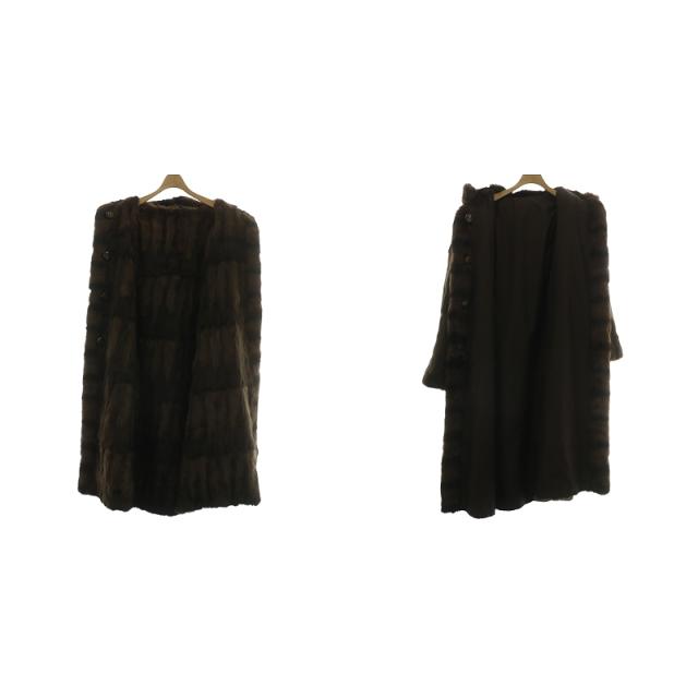 【中古】EMCHARIOT ファーコート アウター リバーシブル 毛皮 ロリス 絹 シルク ミドル フード L 茶色 中古】EMCHARIOT ファーコート アウター リバーシブル 毛皮 ロリス 絹