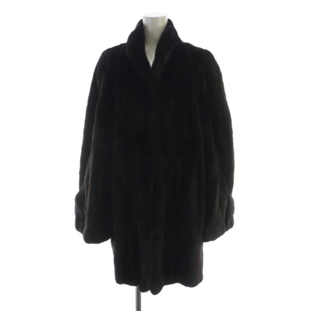 【中古】マリオヴァレンチノ MARIO VALENTINO BLACKGLAMA ブラックグラマ ダークミンクファー コート ロング 毛皮 茶