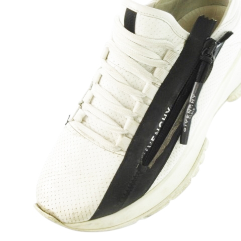 【中古】ジバンシィ GIVENCHY スペクター ランナー スニーカー パンチング レザー サイドジップ ロゴ 37 23.5cm 白