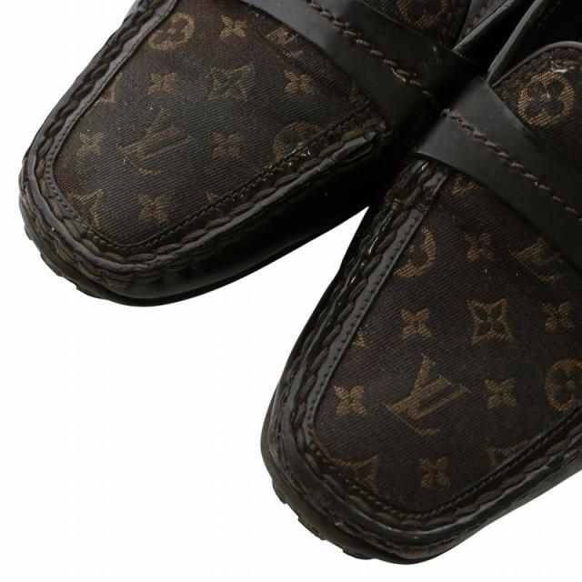 【中古】LOUIS VUITTON ドライビングシューズ ローファー エナメル スクエアトゥ モノグラム ロゴ 36.5 23.5cm 茶色