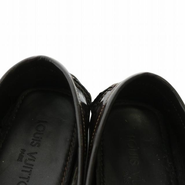 【中古】LOUIS VUITTON ドライビングシューズ ローファー エナメル スクエアトゥ モノグラム ロゴ 36.5 23.5cm 茶色